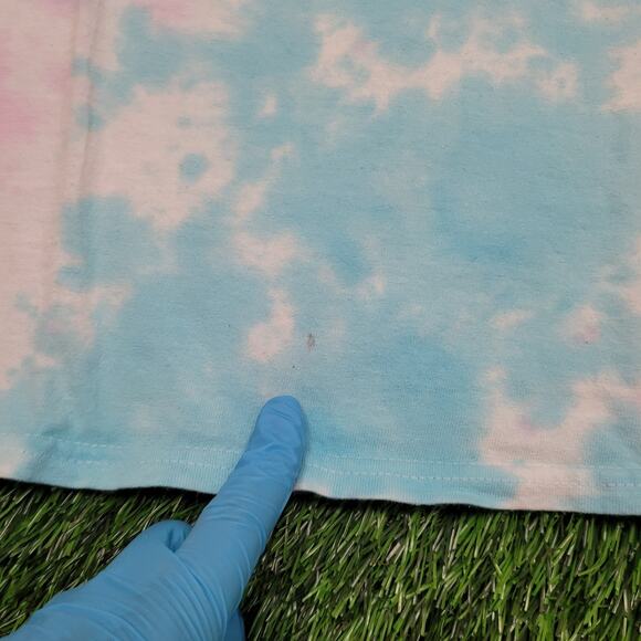 VTG Style AC/DC Band Tee T-Shirt Womens L/XL Oversized Pink Tie Dye V-Notch 2017 - Picture 3 of 6